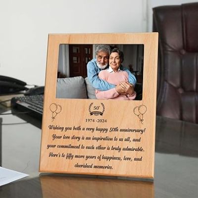 50th Anniversary Wooden Photo Plaque Gift for Husband Wife & Grand Parents Gift  for Anniversary