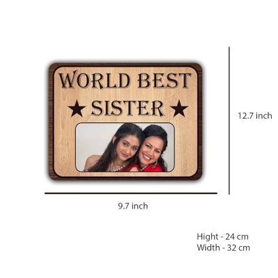 World Best Sister Wooden Photo Plaque Raksha Bandhan Gift For Sister