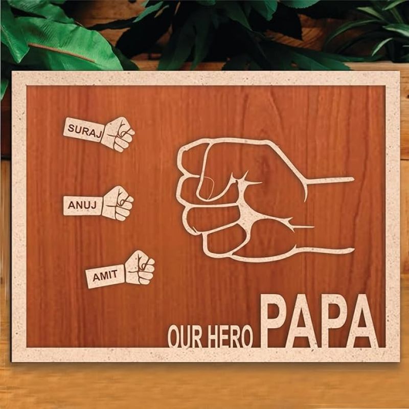 Personalized Wooden Papa Frame with Kid Name Best Gift For Dad Birthday Retirement Gift For Dad