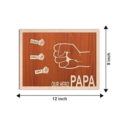 Personalized Wooden Papa Frame with Kid Name Best Gift For Dad Birthday Retirement Gift For Dad