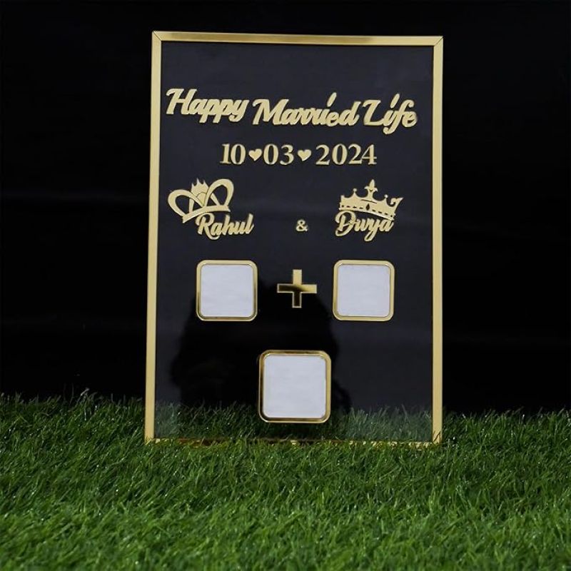 Personalized Couple Thumb Print Frames Gifts for Wedding Anniversary & Newly Married Couple
