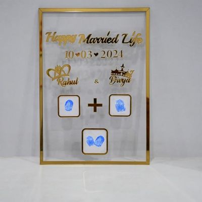 Personalized Couple Thumb Print Frames Gifts for Wedding Anniversary & Newly Married Couple