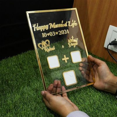 Personalized Couple Thumb Print Frames Gifts for Wedding Anniversary & Newly Married Couple