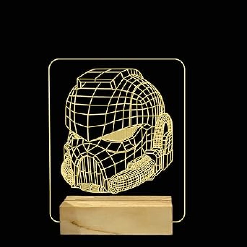 3D Illusion Antman Night Lamp with Warm White Color Gift for Kids & Kids Room Decor Wooden Base