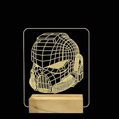 3D Illusion Antman Night Lamp with Warm White Color Gift for Kids & Kids Room Decor Wooden Base
