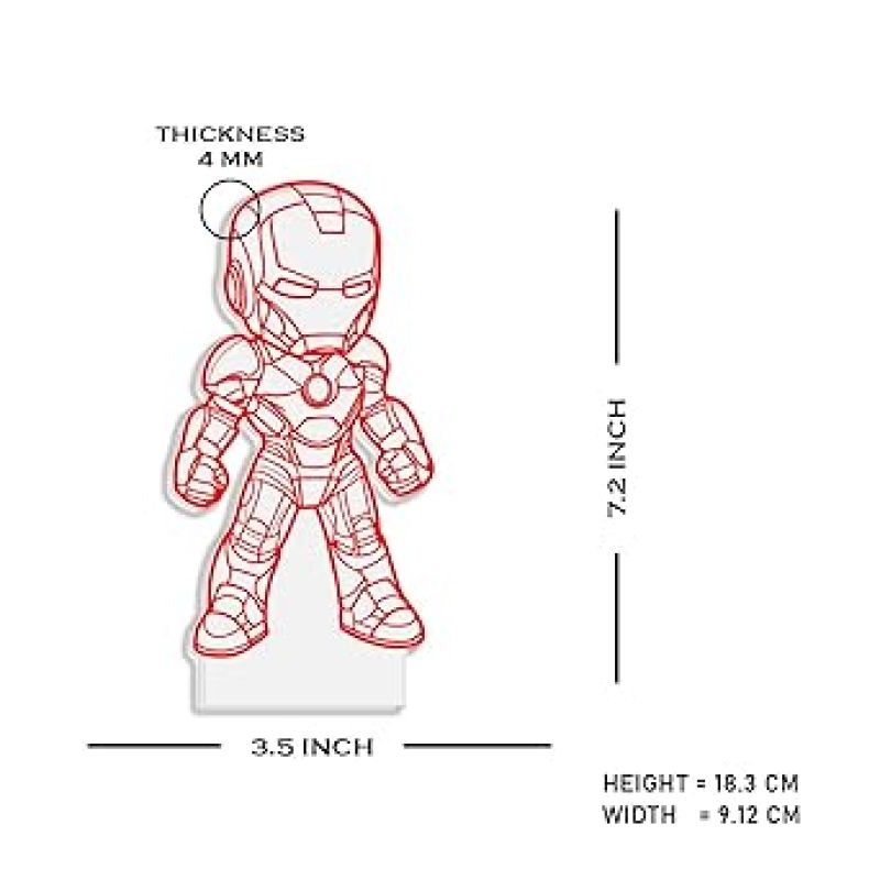 3D Illusion Avengers Iron Man Night Lamp with Warm White Light Birthday Gift for Kids Gift for Marvel Fan Kids Room Decor Light