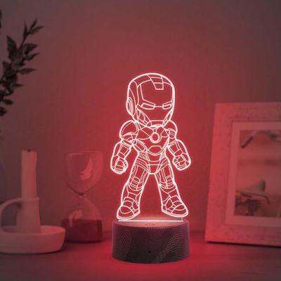 3D Illusion Avengers Iron Man Night Lamp with Multicolored Light Birthday Gift for Kids Gift for Marvel Fan Kids Room Decor Light