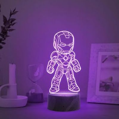 3D Illusion Avengers Iron Man Night Lamp with Multicolored Light Birthday Gift for Kids Gift for Marvel Fan Kids Room Decor Light