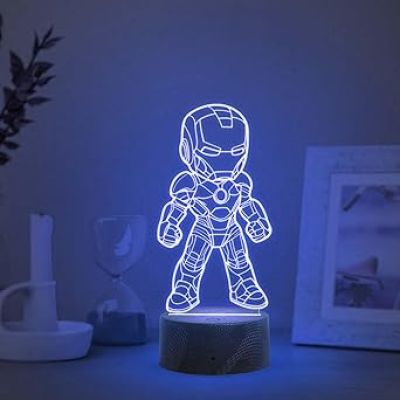 3D Illusion Avengers Iron Man Night Lamp with Multicolored Light Birthday Gift for Kids Gift for Marvel Fan Kids Room Decor Light