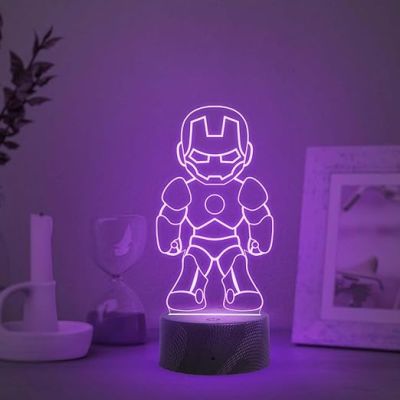 3D Illusion Iron Man Night Lamp with Multicolored Light Kids Room Decoration &Birthday Gift for Avengers Fans