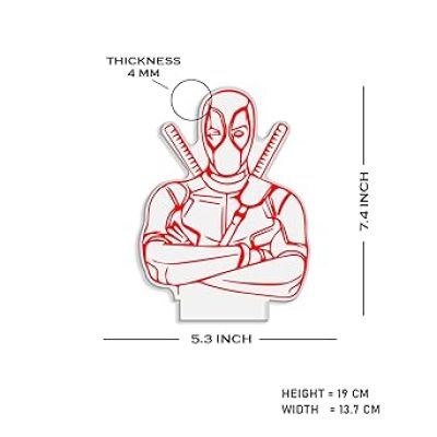 3D Illusion Marvel Hero Deadpool Night Lamp with Warm White Light  Kids Room Decor Lamp  & Birthday Gift for Avengers Lover