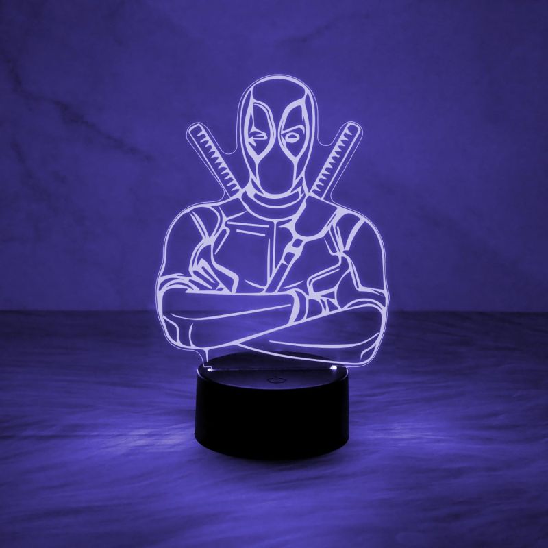 3D Illusion Marvel Hero Deadpool Night Lamp with Multicolored Light Kids Room Decor Lamp & Birthday Gift for Avengers Lover