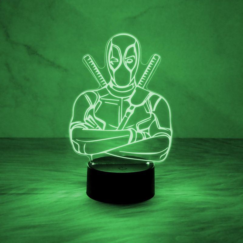 3D Illusion Marvel Hero Deadpool Night Lamp with Multicolored Light Kids Room Decor Lamp & Birthday Gift for Avengers Lover