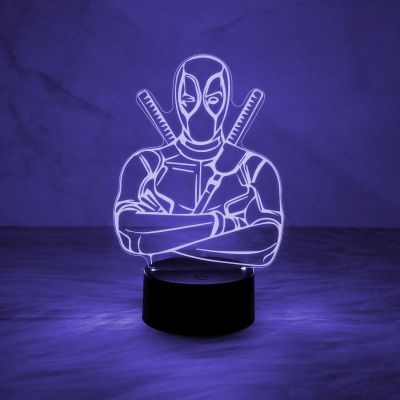 3D Illusion Marvel Hero Deadpool Night Lamp with Multicolored Light Kids Room Decor Lamp & Birthday Gift for Avengers Lover