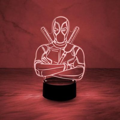 3D Illusion Marvel Hero Deadpool Night Lamp with Multicolored Light Kids Room Decor Lamp & Birthday Gift for Avengers Lover