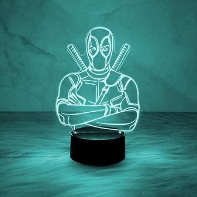 3D Illusion Marvel Hero Deadpool Night Lamp with Multicolored Light Kids Room Decor Lamp & Birthday Gift for Avengers Lover