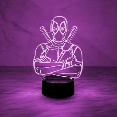 3D Illusion Marvel Hero Deadpool Night Lamp with Multicolored Light Kids Room Decor Lamp & Birthday Gift for Avengers Lover