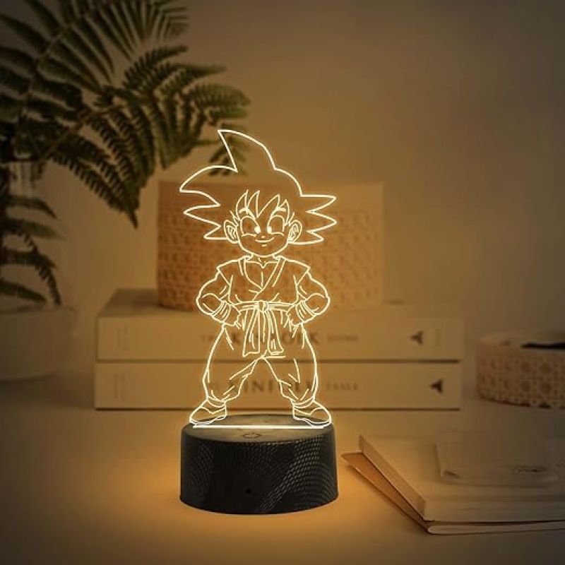 3D Illusion Little Dragon Ball Boy Night Lamp with Warm White Light Anime Home Decor Lamp & Birthday Gift for Anime Lover