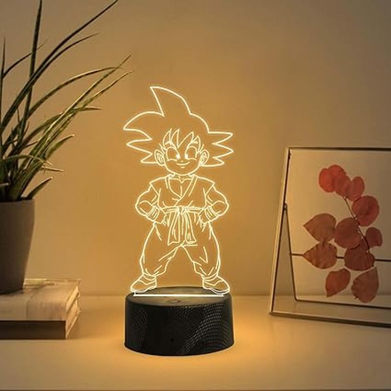 3D Illusion Little Dragon Ball Boy Night Lamp with Warm White Light Anime Home Decor Lamp & Birthday Gift for Anime Lover