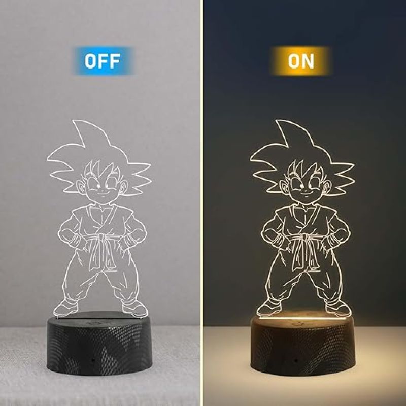 3D Illusion Little Dragon Ball Boy Night Lamp with Warm White Light Anime Home Decor Lamp & Birthday Gift for Anime Lover