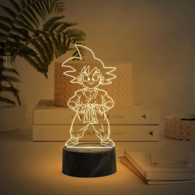 3D Illusion Little Dragon Ball Boy Night Lamp with Warm White Light Anime Home Decor Lamp & Birthday Gift for Anime Lover