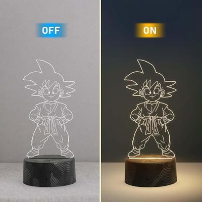 3D Illusion Little Dragon Ball Boy Night Lamp with Warm White Light Anime Home Decor Lamp & Birthday Gift for Anime Lover