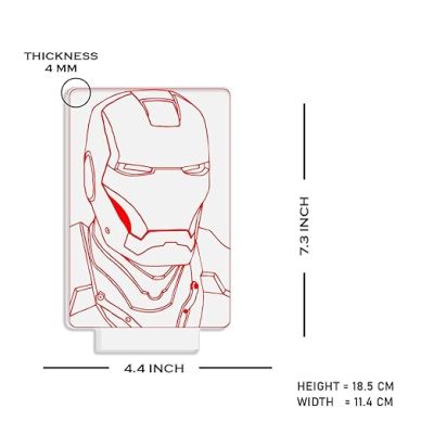 3D Illusion Iron Man Head Night Lamp with Warm White Light Birthday Gift for Avengers Fan