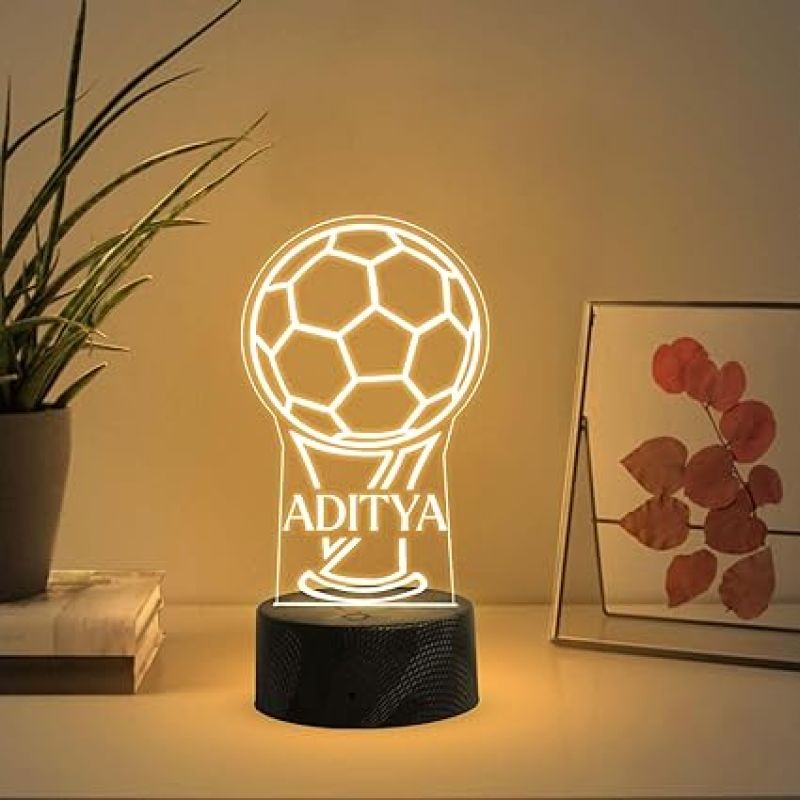 Football Night Lamp with Warm White Light Customized with Name Gift for Football Player