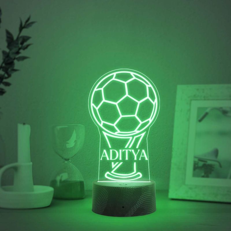 Football Night Lamp with Multicolored Light Customized with Name Gift for Football Player