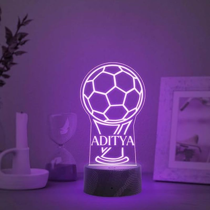 Football Night Lamp with Multicolored Light Customized with Name Gift for Football Player