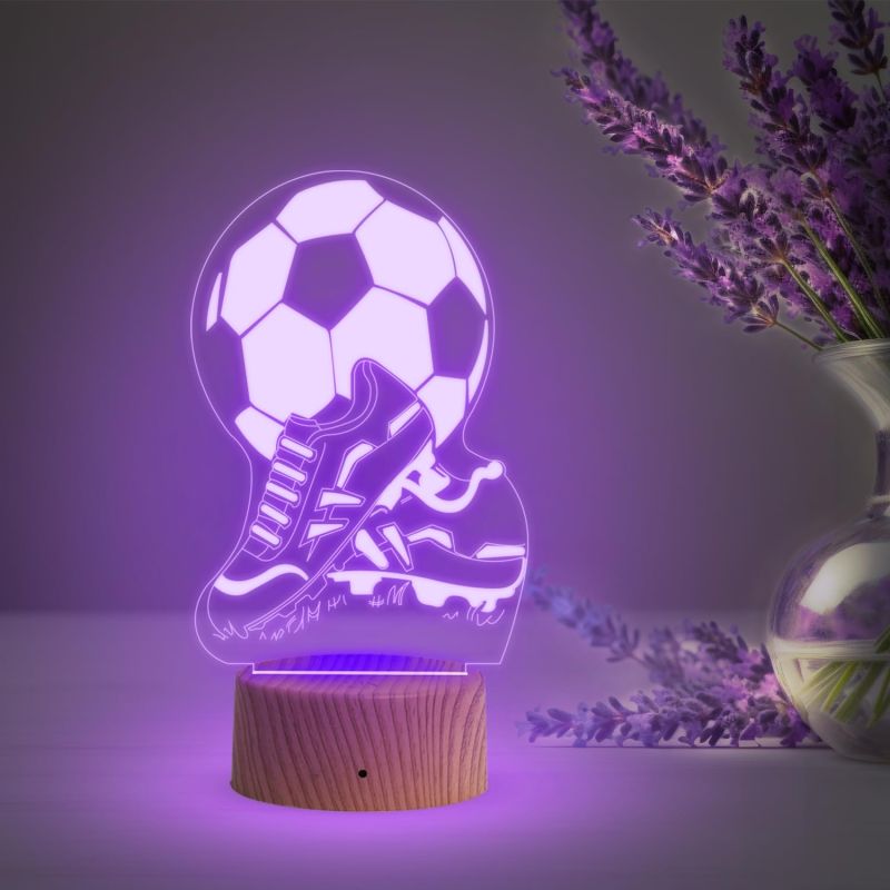 3D Illusion Football with Shoes Night Lamp with Multicolored Light Birthday Gifts for Football Player