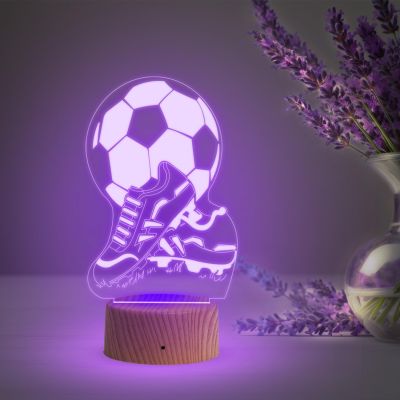 3D Illusion Football with Shoes Night Lamp with Multicolored Light Birthday Gifts for Football Player