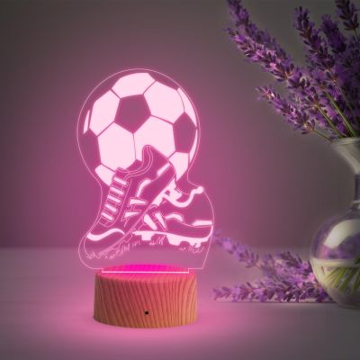 3D Illusion Football with Shoes Night Lamp with Multicolored Light Birthday Gifts for Football Player