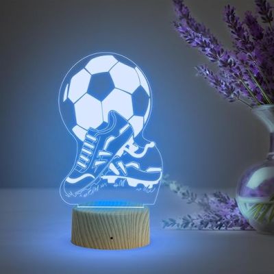 3D Illusion Football with Shoes Night Lamp with Multicolored Light Birthday Gifts for Football Player