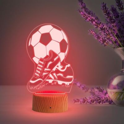 3D Illusion Football with Shoes Night Lamp with Multicolored Light Birthday Gifts for Football Player