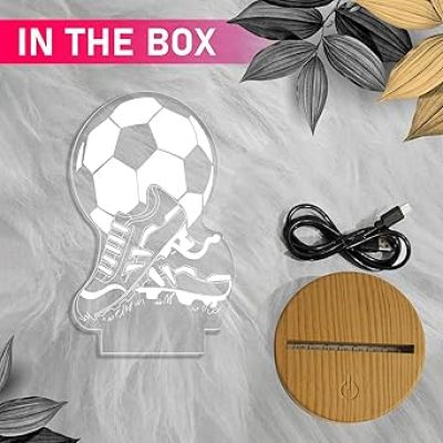 3D Illusion Football with Shoes Night Lamp with Multicolored Light Birthday Gifts for Football Player