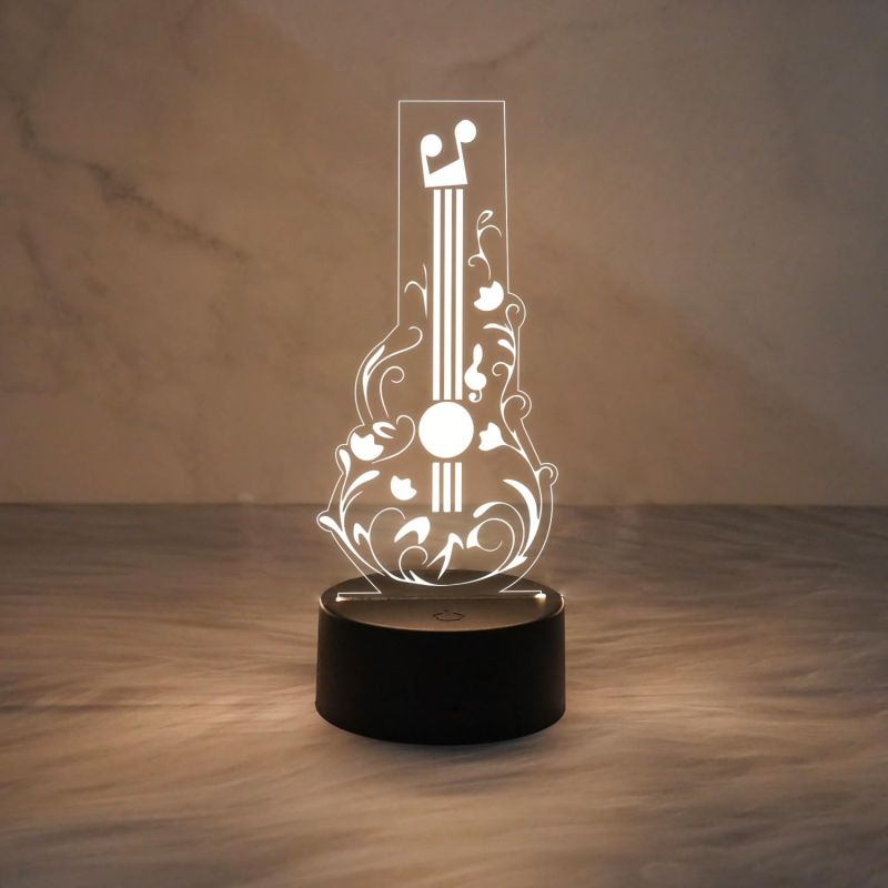 3D Illusion Guitar Night Lamp with Warm White Light Gift For Guitar Player, Music Lover & Musician Creative Room Decor Lamp