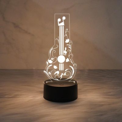 3D Illusion Guitar Night Lamp with Warm White Light Gift For Guitar Player, Music Lover & Musician Creative Room Decor Lamp