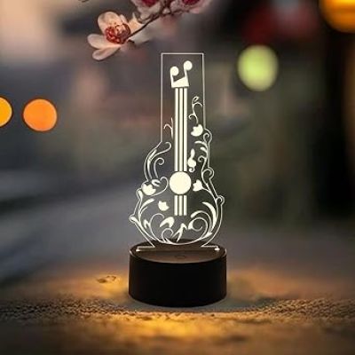 3D Illusion Guitar Night Lamp with Warm White Light Gift For Guitar Player, Music Lover & Musician Creative Room Decor Lamp