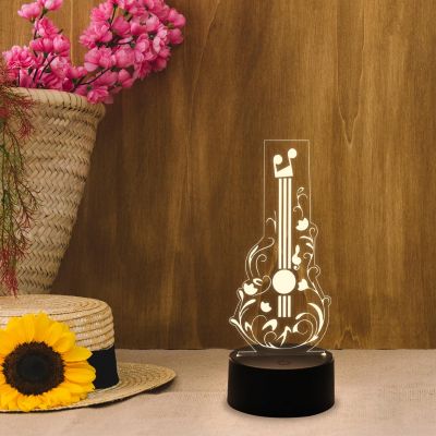 3D Illusion Guitar Night Lamp with Warm White Light Gift For Guitar Player, Music Lover & Musician Creative Room Decor Lamp