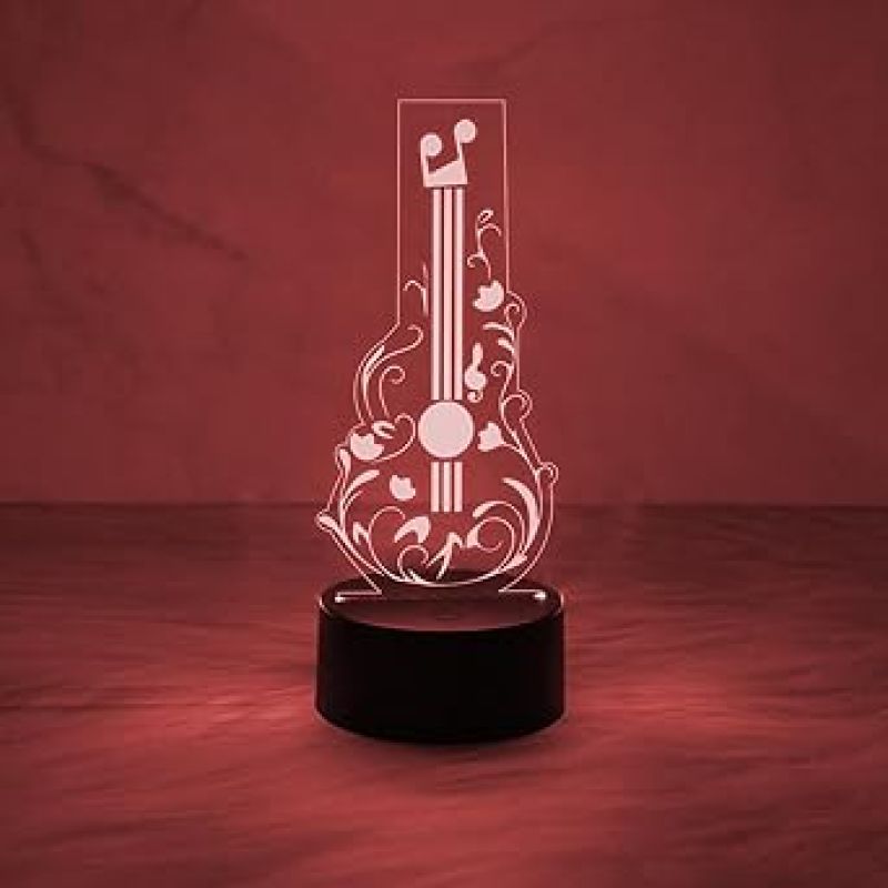 3D Illusion Guitar Night Lamp with Multicolored Light Gift For Guitar Player, Music Lover & Musician Creative Room Decor Lamp