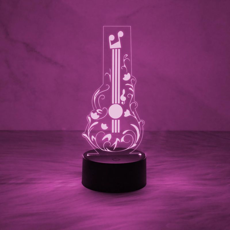 3D Illusion Guitar Night Lamp with Multicolored Light Gift For Guitar Player, Music Lover & Musician Creative Room Decor Lamp