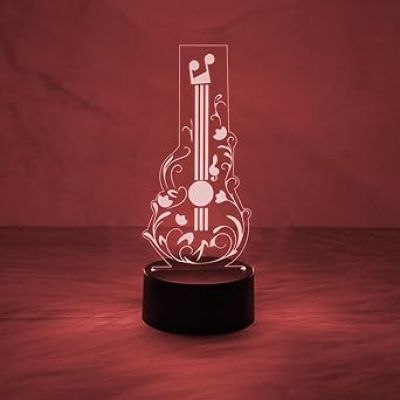 3D Illusion Guitar Night Lamp with Multicolored Light Gift For Guitar Player, Music Lover & Musician Creative Room Decor Lamp
