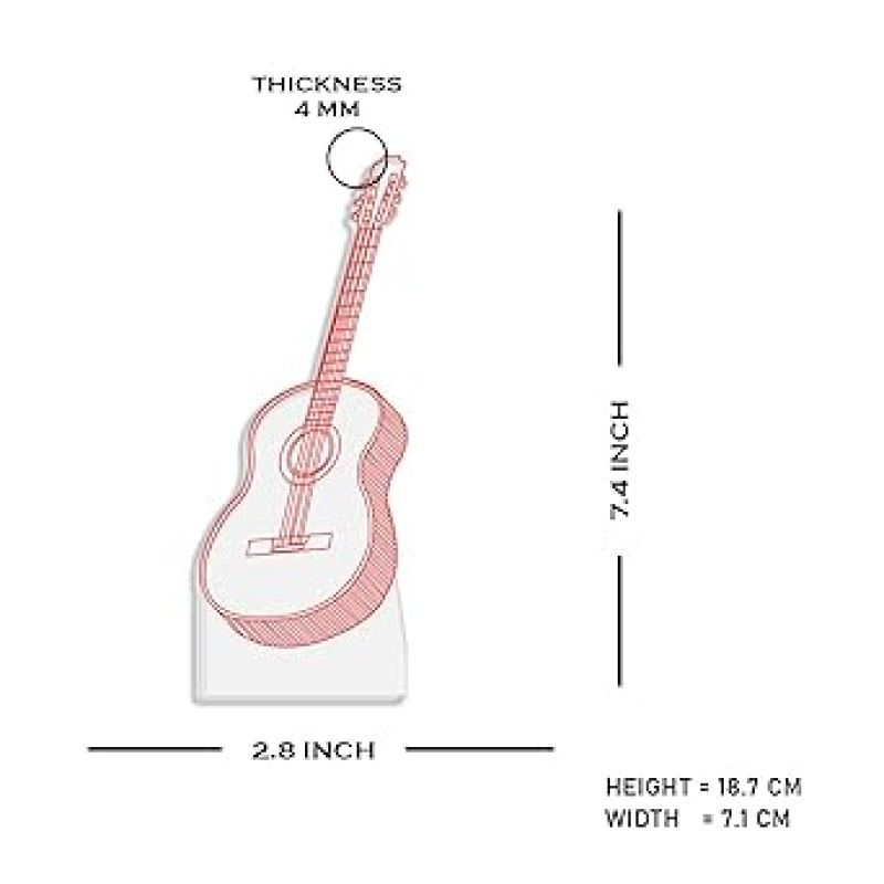 3D Illusion Guitar Night Lamp with Warm White Light Birthday Gift for Music Lover, Guitar Player & Musician