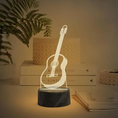 3D Illusion Guitar Night Lamp with Warm White Light Birthday Gift for Music Lover, Guitar Player & Musician