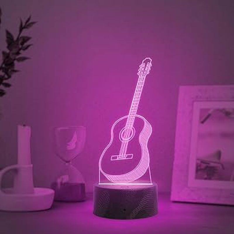 3D Illusion Guitar Night Lamp with Multicolored Light Birthday Gift for Music Lover, Guitar Player & Musician