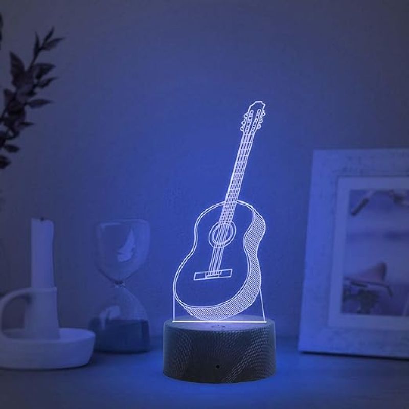 3D Illusion Guitar Night Lamp with Multicolored Light Birthday Gift for Music Lover, Guitar Player & Musician