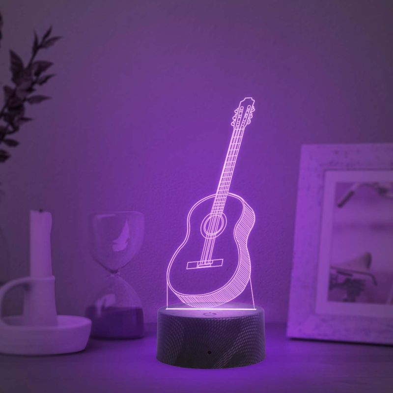 3D Illusion Guitar Night Lamp with Multicolored Light Birthday Gift for Music Lover, Guitar Player & Musician