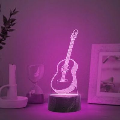 3D Illusion Guitar Night Lamp with Multicolored Light Birthday Gift for Music Lover, Guitar Player & Musician