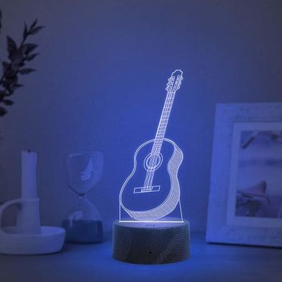 3D Illusion Guitar Night Lamp with Multicolored Light Birthday Gift for Music Lover, Guitar Player & Musician